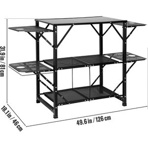 Camping Keukentafel - met Wasbak - Campingtafel - Buitenkeuken - Outdoor Kookstation - Vouwbare - Draagbaar - voor Camping - BBQ - Picknick - Strand - 21.4 Lbs