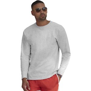 Basic shirt lange mouwen/longsleeve donkergrijs voor heren - Herenkleding donker grijze shirts L (40/52)