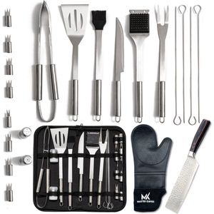 Bbq Accesoires – Bbq Gereedschap – Bbq Set – 24 Delig – RVS met hakmes