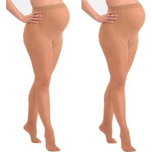 Mamsy - 2-Pack Comfortabele Sheer Zwangerschapspanty 20den - Cognac - S