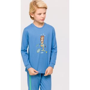 Woody pyjama jongens/heren - blauw - leeuw - 241-10-PLC-S/825 - maat 140