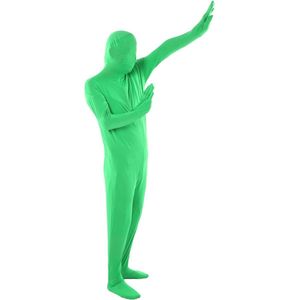Allecto plus - Groene Chromakey Bodysuit met Capuchon en Handschoenen - Fotografie Kostuum voor Volwassenen - Unisex Stretch Zentai Suit voor Verdwijnende Man - Maat 170cm