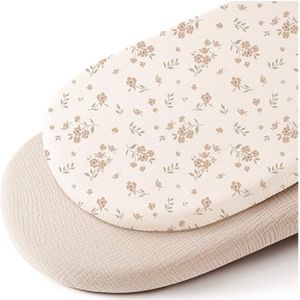 Getailleerd laken - 2 stuks - S - 82*41CM - Gekreukt kinderlaken - Volledige hoes voor kinderbedje - Ademend kinderlaken - Wieglaken - Zacht en ademend - Geschikt voor wiegjes, ledikantjes en ovale manden - Matrashoes