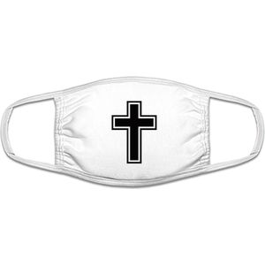 Christelijk kruis mondkapje | gezichtsmasker | bescherming | bedrukt | logo | Wit mondmasker van katoen, uitwasbaar & herbruikbaar. Geschikt voor OV