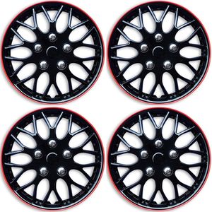 Wieldoppen MISSOURI BRR 16 inch glanzend zwart met rode rand set a 4 stuks in doos (a.u.b. tekst lezen!)