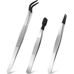 3-delige pincettenset met rubberen punten - Perfect voor sieraden, wimpermake-up en knutselen