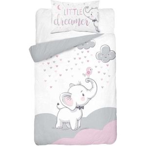 Mayamoo - Ledikant dekbedovertrek - Little dreamer roze - Baby dekbed - 100x135 cm