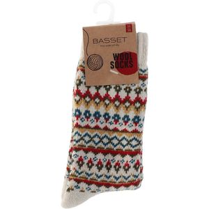 Basset - Wollen Dames Sokken - Off/White - Maat 39-42 - 45% Wol