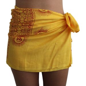 Tedz sarong - geel - stranddoek - pareo - omslagdoek dames – 100% viscose