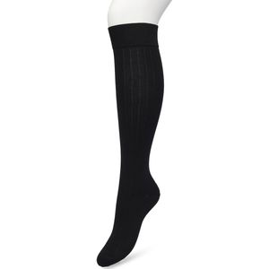 Bonnie Doon Bio Rib Kniekousen Dames Zwart maat 36/42 - Klassiek Rib patroon - Biologisch Katoen - Ultiem comfort - Rib Knee High - OEKO-TEX - Gladde Naden - Duurzaam Huidvriendelijk Bio Katoen - Black - BP221414.101