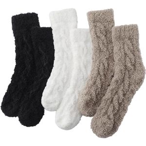 3 Paar - Huissokken - Dikke Winter Fleece - Leuke Fluffy Sokken - Gevoerde Bedsokken Cadeaus Volwassenen - Warme Fuzzy Fleece Sokken - Huissokken Dames - Warme Pluche binnenkant - Koraal fleece - Slaapsokken - Warme Winter Sokken - Slofsokken