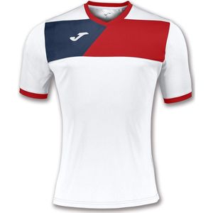 Joma Crew II Shirt Korte Mouw Heren - Wit / Rood / Marine | Maat: L