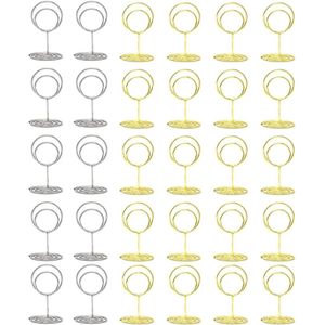 Tafelnummerhouders bureau-naamplaatje eettafelkaarthouder tafelmenuhouder tafelnummerkaart menukaarthouder tafelplankset (goud zilver) - 30 stuks