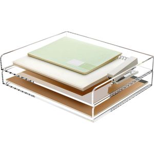 Documentenplateau met 2 verdiepingen - Acryl Stapelbare Opbergmand voor A4 Brievenbakje