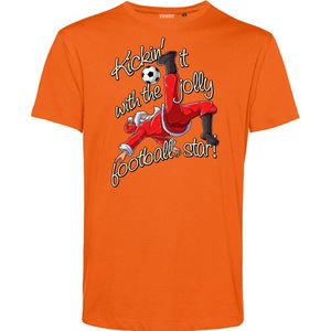 T-shirt Kickin' It With Santa | Foute Kersttrui Dames Heren | Kerstcadeau | Kerstpakket | Oranje | maat 3XL