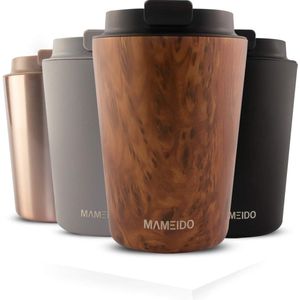 Thermosbeker 350ml Oak Wood - Koffiemok gemaakt van roestvrij staal dubbelwandig geïsoleerd, lekvrij - Coffee to go Mok
