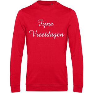Sweater met opdruk “Fijne vreetdagen”| Rode sweater met witte opdruk. | Herojodeals | B&C sweater met tekst | Foute kerst trui