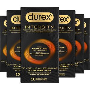 Durex Intensity Condooms - Nieuwste generatie ultradunne, latexvrije condooms voor mannen – Gedeelde lichaamswarmte - 6 x 10 stuks - Voordeelverpakking