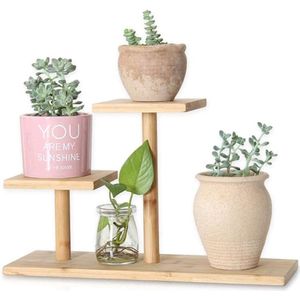 mini 3-laags mini tafelblad hout vetplant standaard, bureau organizer displayrek voor buiten bureau tuin balkon patio