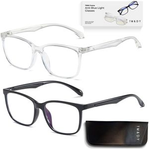 TM&DY - Blauw Licht Bril - Zwart en Transparant - Set van 2 - Voor Computer en Telefoon