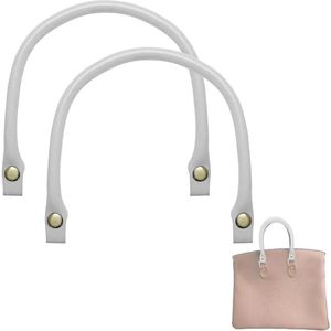 Provento - Handvat voor handtas van leer, vervanging, PU-leer, drukknop, handgemaakt, reserveband - Wit - set van 2