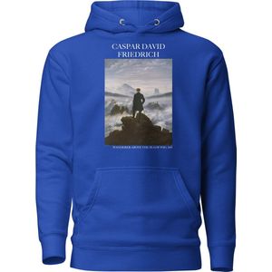 Caspar David Friedrich 'De Wandelaar boven de Nevelzee' (""Wanderer Above the Sea of Fog"") Beroemd Schilderij Hoodie | Unisex Premium Kunst Hoodie | Team Royal | XL