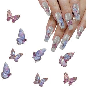 Paarse roze vlinder nagelkunststickers - 5D reliëfnagelstickers - schelp licht vlinder design