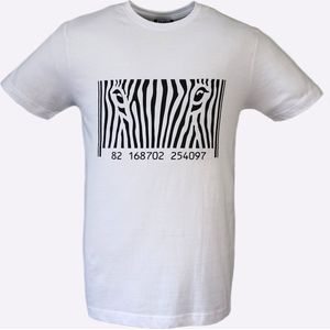 T-shirt heren wit met print zebra maat XL