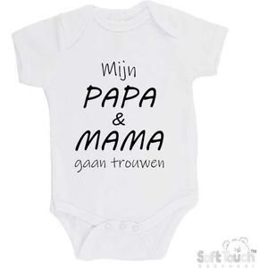 100% katoenen Romper ""Mijn papa & mama gaan trouwen"" Unisex Katoen Wit/zwart 68/74