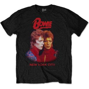David Bowie - New York City Heren T-shirt - L - Zwart