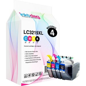 Inktdag inktcartridges voor Brother LC3219XL / LC3217xl/LC-3219/LC3219/LC3217, multipack van 4 kleuren (1*BK, C, M en Y) Brother MFC-J5330 DW, J5730DW, J5930DW, J6530DW, J6535DW, J6930DW, J6935DW