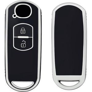 Autosleutel hoesje - TPU Sleutelhoesje - Sleutelcover - Autosleutelhoes - Geschikt voor Mazda - zwart - A2 - Mazda 6, Mazda 3, Mazda 2, Mazda MX-5, Mazda CX-30, Mazda MX-30, Mazda CX-5, Mazda CX-60 - Auto Sleutel Accessoires gadgets - Kado - Cadeau