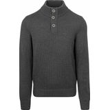 NZA - Bruine Wollen Trui - Met Knoophals - Regular Fit