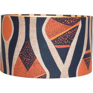 Lampenkap Afrikaans Stijl in Oranje Zwart Zand Natural Mud-Cloth Design, Voor Tafellamp, Hanglamp | Lauren S