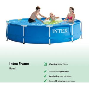 Intex Rond Frame Zwembad - 305 x 76 cm - Blauw - Inclusief Pomp Filters - Solar Mat - Chloor