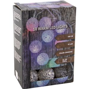 Lichtsnoer 10 pastel gekleurde bollen D5 cm - 100 cm - batterij