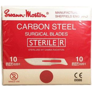 Swann Morton mesjes steriel 10 Swann Morton - RVS - Past op houder nummer 3 - Nummer 10