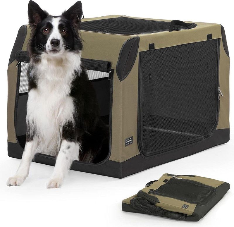 Hondenbench Draagbare Grote Hondenreiskist - Lichtgewicht Puppykrat voor Binnengebruik - Middelgrote of Grote Honden - Lengte 91 cm x Breedte 60 cm x Hoogte 58 cm