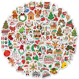 100 Kerststickers - Stickers met Kerstman, Kerstelf, Merry Christmas, Kerstboom etc. - 3x5CM - Kerstdecoratie