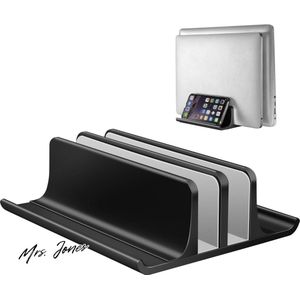 Mrs. Jones Verticale laptopstandaard verstelbare laptopstandaard verticaal aluminium laptopstandaard met 2 sleuven ruimtebesparend voor MacBook notebook iPad laptops tot 173 inch zwart. .