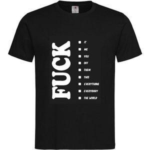 T-shirt Unisex Volwassenen Grappig Tekst ""FUCK lijst"" Op Voorkant | korte mouw | Zwart/wit | maat XL