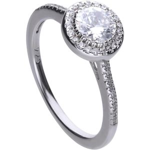 Diamonfire - Zilveren ring met steen Maat 19.0 - Rond - Rand met zirkonia - Pav‚ bezet