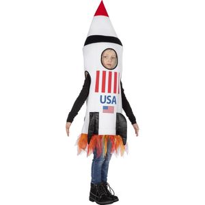 Wilbers & Wilbers - Science Fiction & Space Kostuum - Raket Naar De Maan Nasa USA Kind Kostuum - Wit / Beige - Maat 140 - Carnavalskleding - Verkleedkleding
