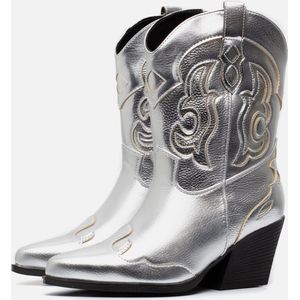 Ann Rocks Cowboylaarzen zilver Pu - Maat 39