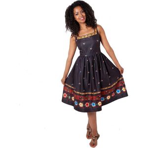 Voodoo Vixen - Fearne fiesta Flare jurk - XS - Zwart