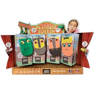 WALKYTALKIES - Kindersok - Sokpop - Handpop - Pakket - Thema Riddertijd - Draak - Ridder - Eenhoorn - Prinses - Display