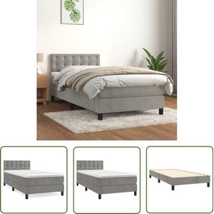 vidaXL Boxspring met Matras 100x200 cm Lichtgrijs Boxspringbed - Fluweel Bed - Licht Grijs Bed - Tweepersoons Bed - Boxspring Set
