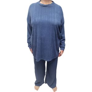 Dames - Huispak - Loungepak - Set 2 delig - Comfy Set - Grote maten - Kleur - Blauw - Maat One Size 42 t/m 60