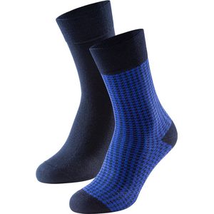 Schiesser long life cool 2P sokken print blauw - 39-42