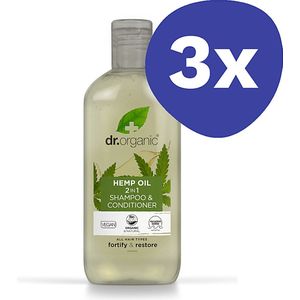 Dr Organic Hennep Olie 2 in 1 Shampoo & Conditioner (3x 265ml)